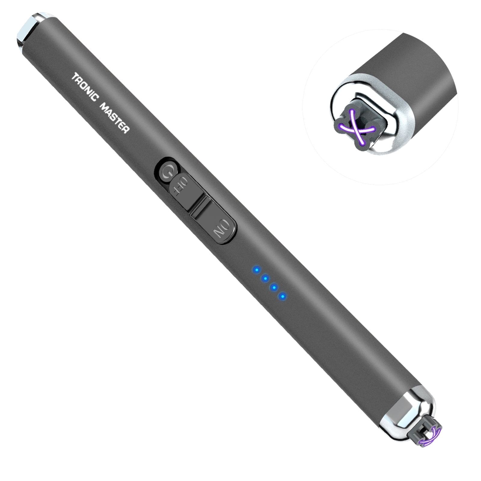 JUVIW Dual Arc Electric Lighter - USB Rechargeable, Windproof, Flameless Plasma Lighter With Battery Indicator - Pink Blue