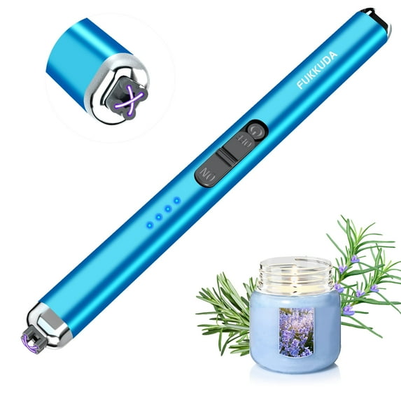 Electric Candle Lighter Rechargeable Lighters - Dual Arc Plasma Lighter Windproof & Flameless with Double Safety Switch