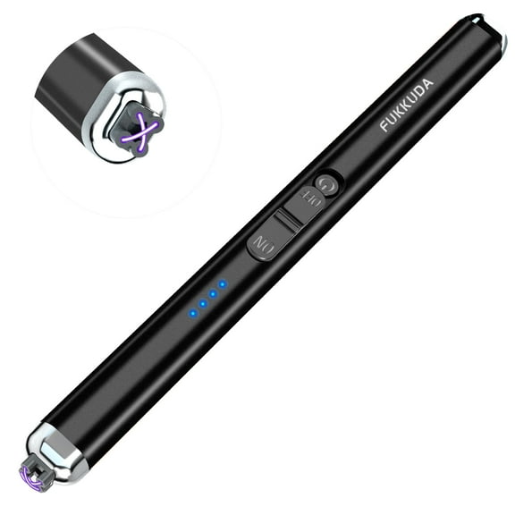 Electric Candle Lighter Rechargeable Lighters Dual Arc Plasma Lighter Windproof & Flameless with Double Safety Switch Black