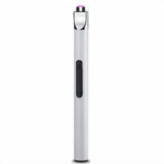 Electric Candle Lighter Rechargeable Plasma Arc USB | Windproof Flameless Butane-Free for Candles, BBQ, Camping | Safety Lock, Battery Indicator, Slim Portable Aluminum Alloy Design, 1 Pc, Silver