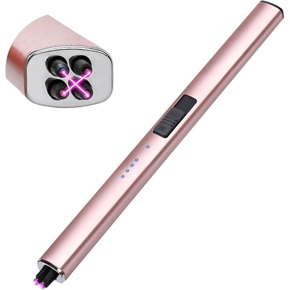 Electric Candle Lighter Rechargeable USB: Mothers Day Birthday Gifts for Mom Women Her Windproof Flameless Dual Arc Camping Kitchen Lighters for Candle Safety Lock Christmas Stocking Stuffers