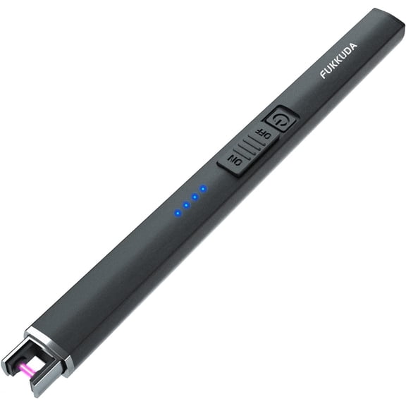 Electric Candle Lighter with Safety Switch - USB Rechargeable Windproof & Flameless Plasma Arc Lighter, Christmas Stocking Stuffers Gifts for Women and Men (Obsidian Black)