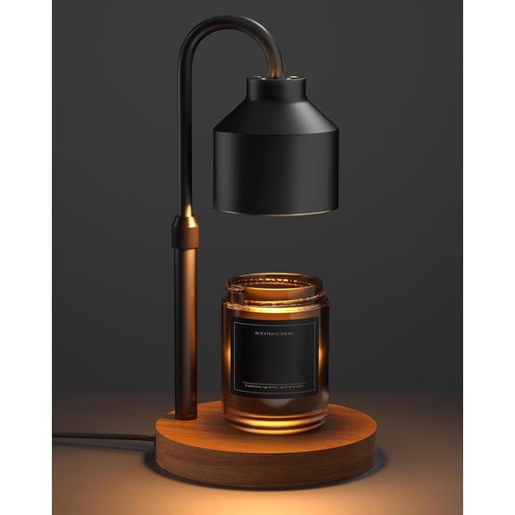 Candle Warmer Lamp Black, Candle Lamp Warmer with Timer, Wax Warmer Lamp for Jar Candles, Adjustable Height Candle Light Warmer with 2 Bulbs
