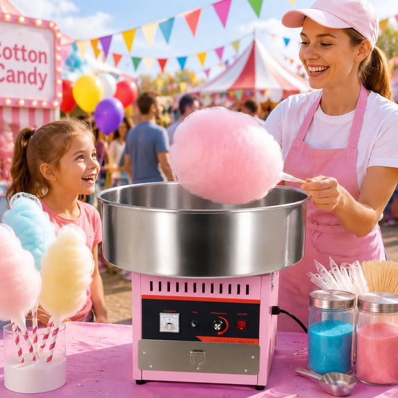 Electric Candy Floss Maker ,1000W Pure Copper Motor Cotton Candy Maker, 3000R/M Rotation Candy Machine with Adjustable Temperature for Events