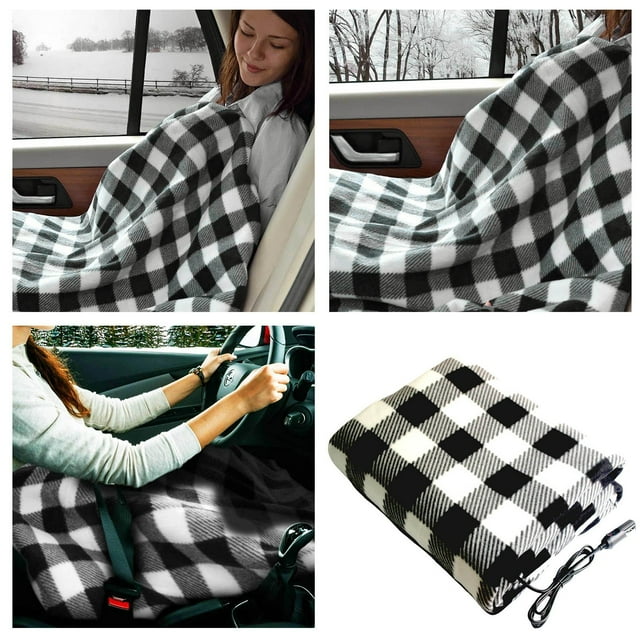 Electric Car Blanket Heated 12 Travel Throw For Car Great For Cold Weather Tailgating And