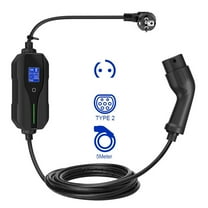 Electric Car Charger, 16A 32A Type2 Protable EV Charger Type2 with CEE Electric Car Current Adjustable EV Charging Cable 5M Wall Charging Unit