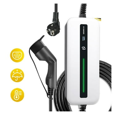 Electric Car Charger, EV Charger Type 2 Portable EV Charging Box 6M Cable Switchable Current 10/16A Electric Car Charger 62196-2 Wall Charging Unit