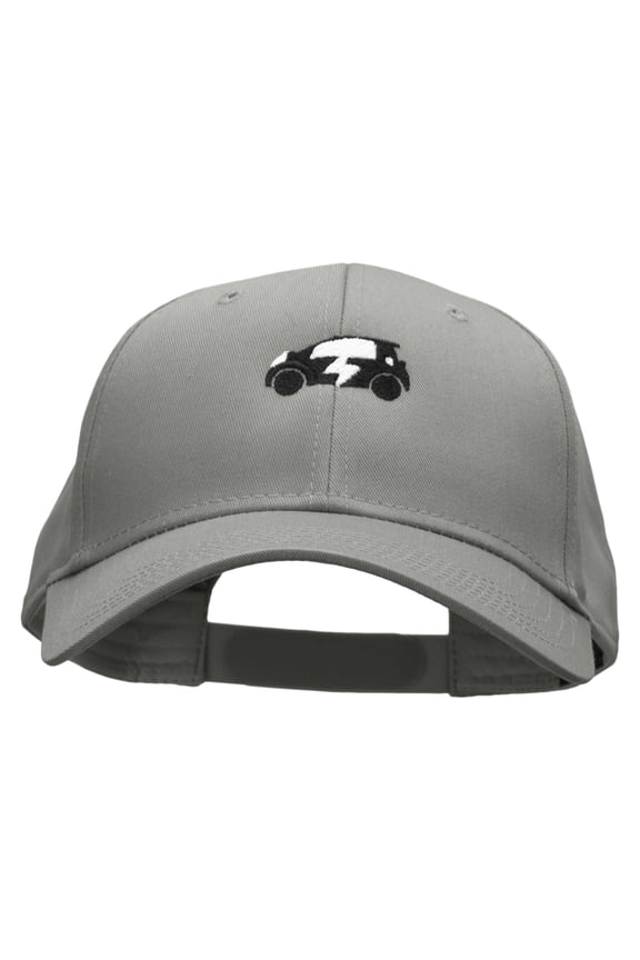 Electric Car Embroidered Solid Cotton Twill Low Profile Snap Cap - Grey OSFM