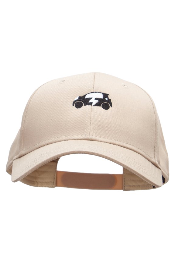Electric Car Embroidered Solid Cotton Twill Low Profile Snap Cap - Khaki OSFM