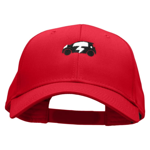 Electric Car Embroidered Solid Cotton Twill Low Profile Snap Cap - Red OSFM