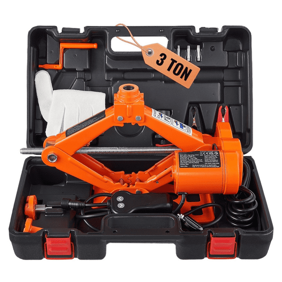Electric Car Jack 3 Ton, 12V Scissor Jack with Remote, 6600lbs Capacity for Sedan SUV Truck Tire Change - Portable Auto Jack Kit with LED Light