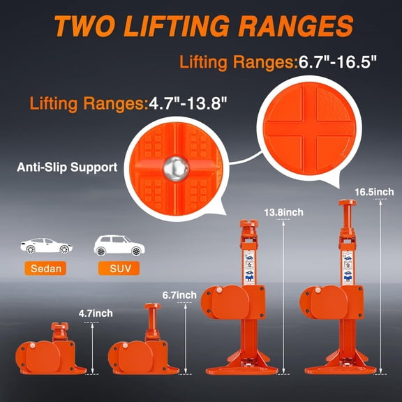 Electric Car Jack 3 Ton 6600LBS Floor Jack Kit Automatic 12V Electric Scissor Lift Jack Portable Repair Tool with Remote Control Double Jack Pads for Car Tire Change Replacement, Orange Red