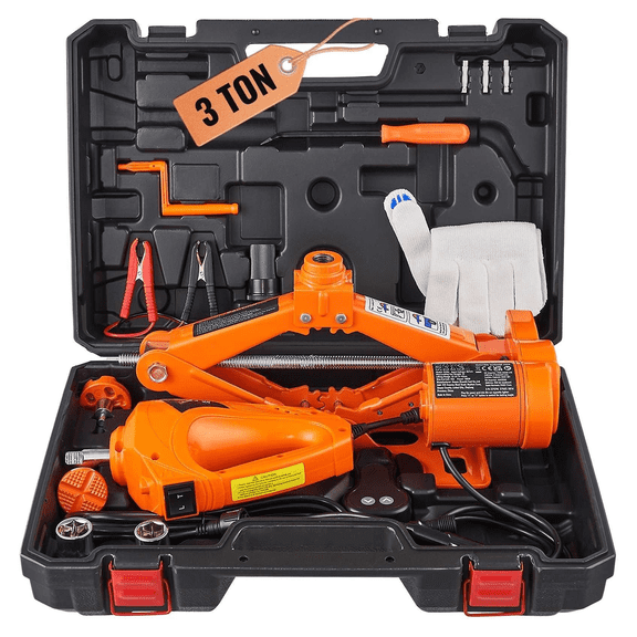 Electric Car Jack 3 Ton, 6600lbs Scissor Jack with Impact Wrench, 12V Portable Car Jack Lifting Kit for Sedan SUV Truck Tire Change - Remote Control