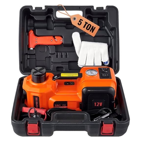 Electric Car Jack 5 Ton, Hydraulic Jack with Air Pump & LED Light