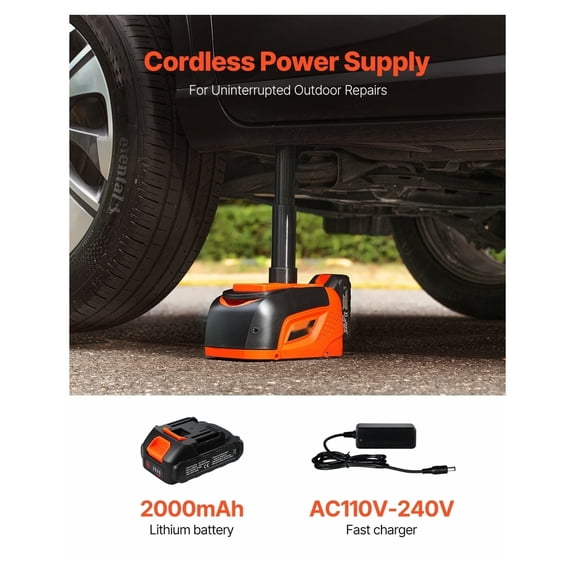 Electric Car Jack 5 Ton, Portable Hydraulic Jack Kit with Remote Control & LED Light - Car Lifting for Sedan, SUV, Truck - Emergency Tire Change