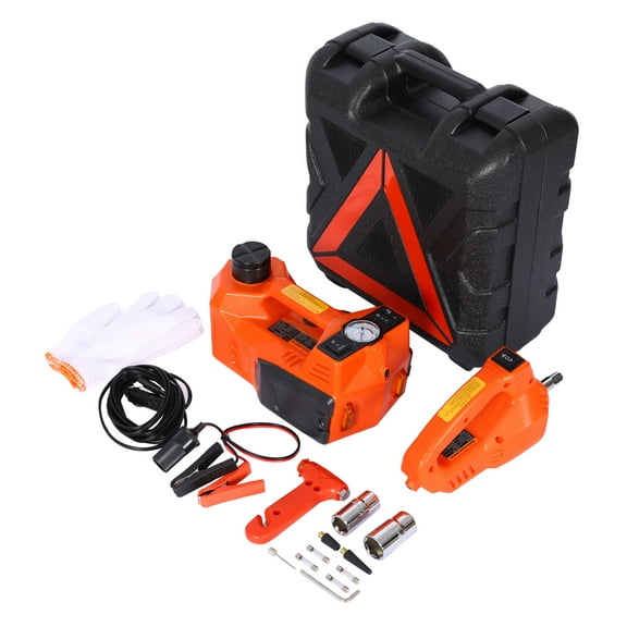 Electric Car Jack Kit 5 Ton, 12V Hydraulic Floor Jack with Impact Wrench