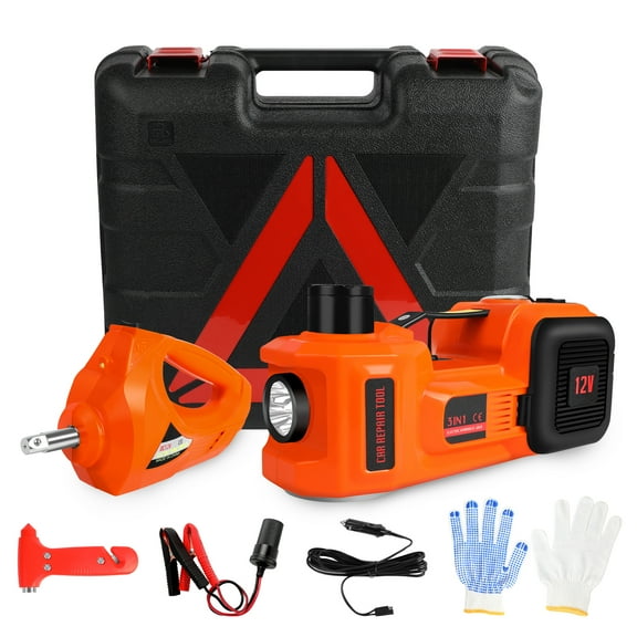 Electric Car Jack Kit 5 Ton 12V with Electric Wrench and Tire Inflator Pump for SUV MPV Sedan Change Tires Garage Repair
