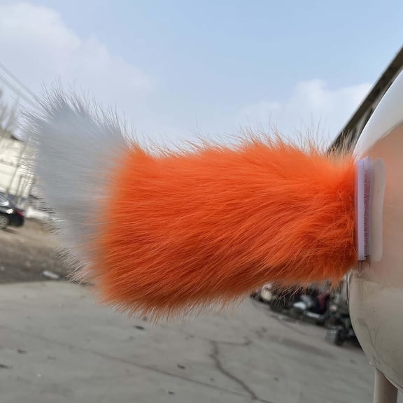 Electric Car Tail Cute Fuzzy Tail Car Decoration Adhesive Base Snap-On Installation Remote Control Animal Tail for Auto Trunk Cosplay