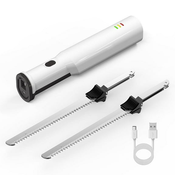 Electric Carving Knife,Electric Knife Set,Ergonomic Cordless Electric Knife,Efficiently Carve Meats,Rechargeable Bread Knife with 2 Serrated Stainless Steel Blades for Carving Meats,Poultry,Bread