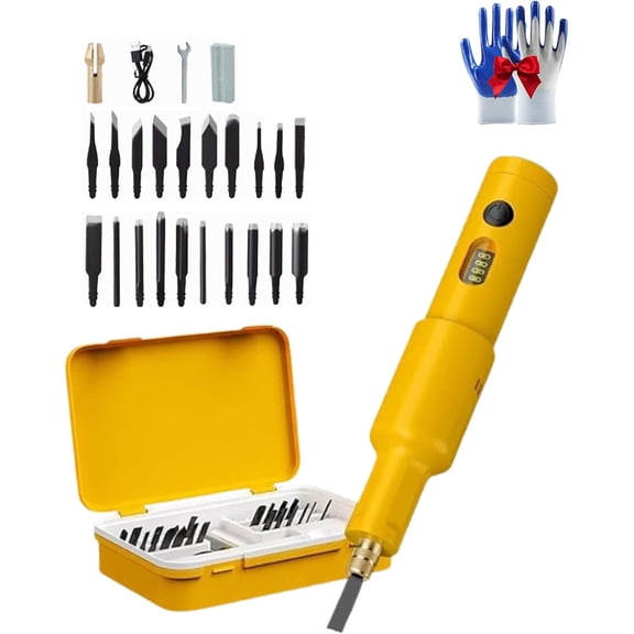 Electric Carving Tool Set, 40W Cordless Rechargeable Wood Carving Kit, Cordless Electric Wood Chisel, Power Handheld Electric Chisel Tool for Woodworking, Root Carving & DIY Crafts (C)