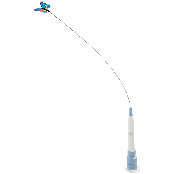 Electric Cat Teaser Wand Featuring Suction Cup Attachment for Hands 360 Rotation Steel Wire and Two Automatic Teasing Settings (B)