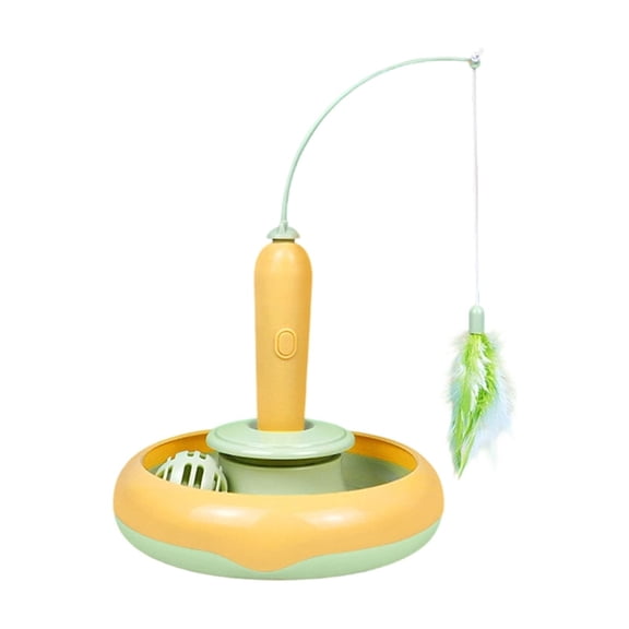 Electric Cat Toy Interactive Feather Teaser Wand Rotating Carousel Turntable Fishing Rod Toy for Indoor Cats Automatic Kitten Exercise Toy Boredom Relief