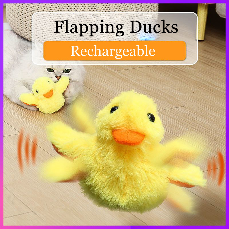 Electric Cat Toys, Flapping Wings Duck, Plush Sounding Ducks Toy