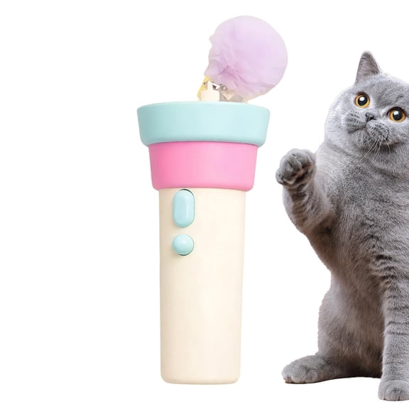 Electric Cat Wand Toy, Interactive Automatic Retractable Cat Teaser with Pom-poms, String Launcher for Kittens and Cats, Enrichment Exercise Toys