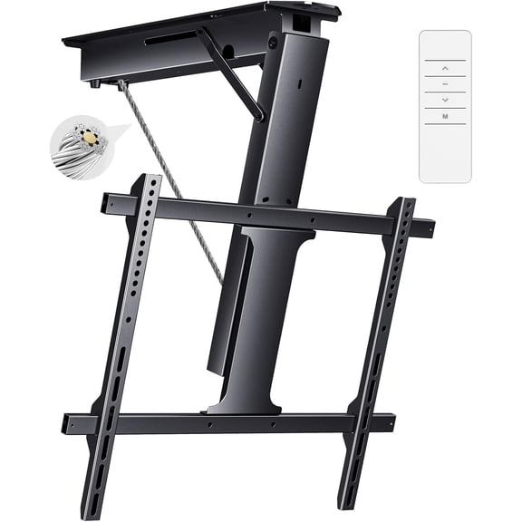 Electric Ceiling TV Mount, Remote Adjustable Flip Down Bracket for 32 to 70 Inch Flat Curved Screen TVs Max VESA 600x400mm, Motorized TV Ceiling Mount for Flat Pitched Roof Indoor Outdoor