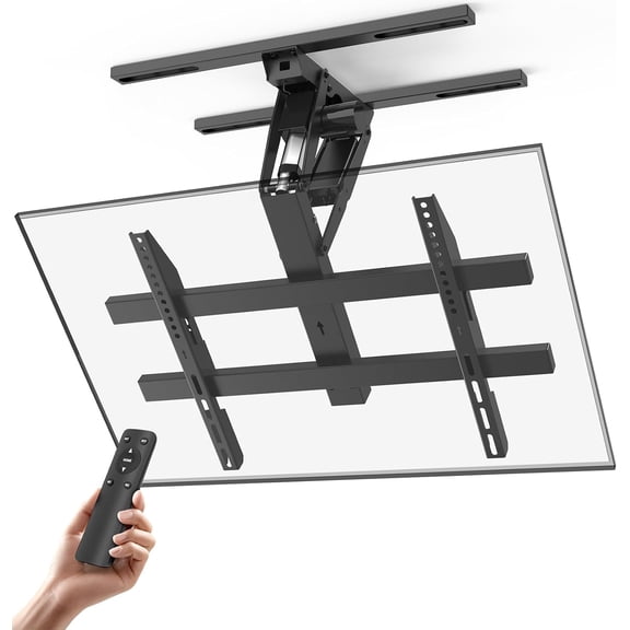 Electric Ceiling TV Mount with Remote Control for 32 to 70-inch TVs, Large Motor Stable and Fast Flipping, Motorized Flip-Down Flat Roof, Drop Down Mount, VESA 600 * 400 mm