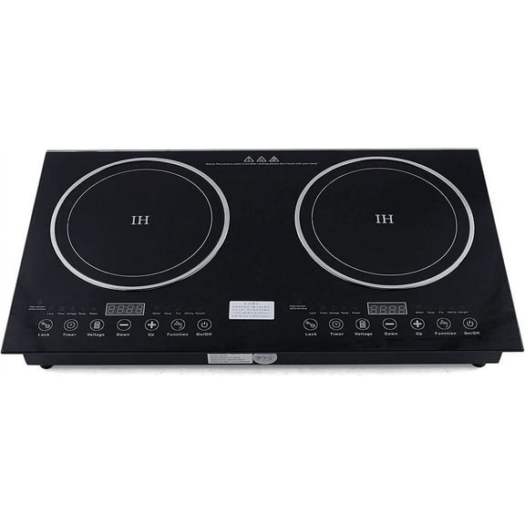 Electric Ceramic Cooktop, Electric Induction Cooktop, 2 Burners Built-in Electric Stove Top with Timer, Adjustable Temperature, Child Safety Lock, 8 Heating Level, 110V 2600W