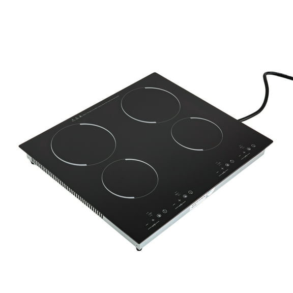 Electric Ceramic Cooktop, Far Infrared Heating with 9 Levels, 4 Burners Ceramic Stove, 3000W Power, for Kitchens and Restaurants, Black