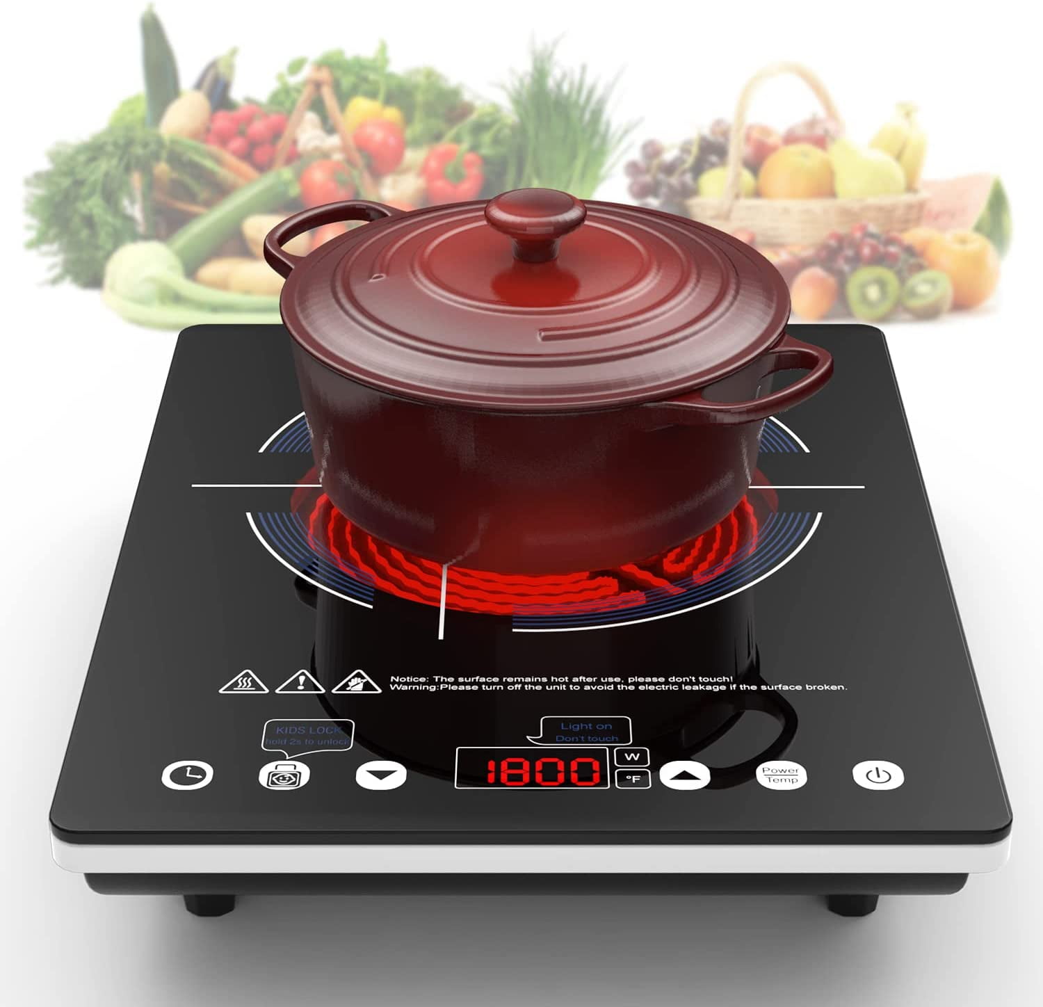  GIHETKUT Electric Cooktop,110V 2100W Electric Stove Top with  Knob Control, 10 Power Levels, Kids Lock & Timer, Hot Surface Indicator,  Overheat Protection,Built-in Radiant Double induction cooktop: Home &  Kitchen