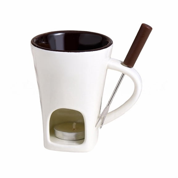 Electric Ceramic Fondue Melting Mug, Wide Mouth Easy Clean Surface, Compact Heat Controlled Design, Party Cheese Chocolate Dessert Vessel