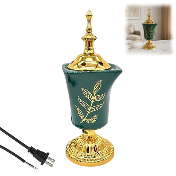 Electric Ceramic Incense Burner, Middle Eastern Design Tabletop Decor, Plug-In Home Fragrance Diffuser