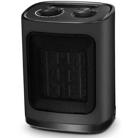 Electric Ceramic Space Heater,Black,Portable Heaters Fan,for Indoor Small Space Heating,with Adjustable Thermostat ETL Listed,1500W