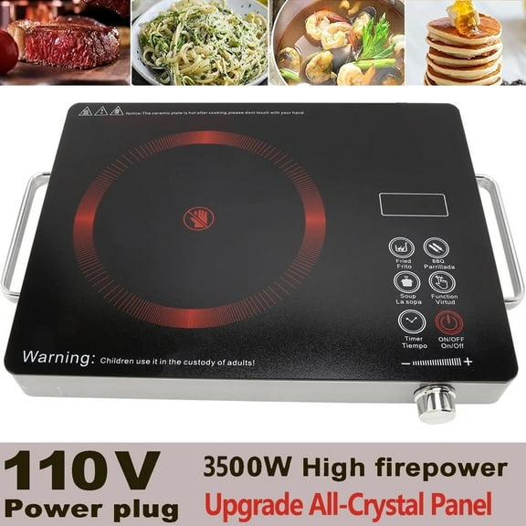 Electric Ceramic Stove, 3500W Portable Cooktop, Infrared Induction Cooker Hot Plate Knob Control Temperature & Touch Control, One-piece Panel, for All Cookware