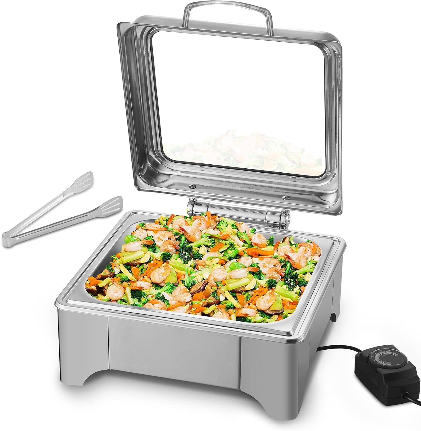 Electric Chafing Dish, 400W Electric Chafing Dish Buffet Set 6QT Round