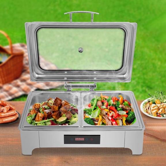 Electric Chafing Dish Buffet Set, Stainless Steel Chaffing Server, Chafer with Temperature Control for Catering Buffets