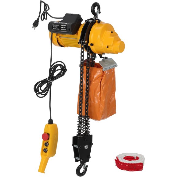 Electric Chain Hoist 2200Lbs 10Ft Lift Height Single Phase Overhead Crane Hoist, Grade Carburized Double Chain Hoist with Two 360° Rotatable Hook for Garage Ceiling. (1Ton, 110v)