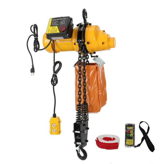 Garvee Electric Chain Hoist 2200Lbs 1Ton Capacity, 20ft Lift 110V Single Phase, Double Chain Hoist with 360° Hooks for Garage Workshop Lifting
