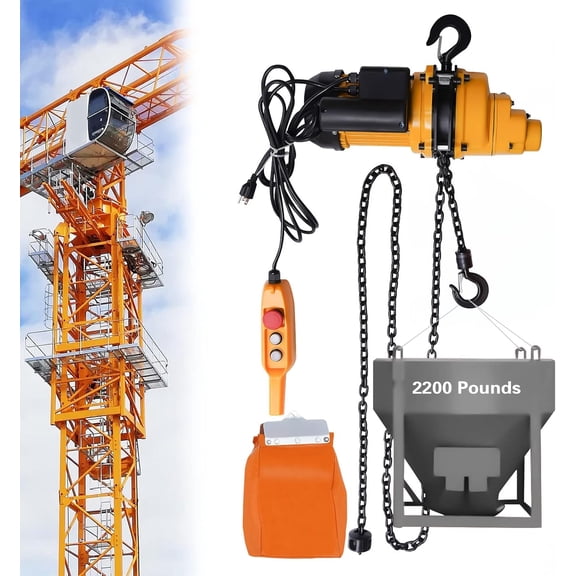 Electric Chain Hoist 2200Lbs Power Lift W/10Ft Wired Remote Control Power Electric Lift Machine Overhead Crane Garage Winch Hoist 1500W, 13Ft Pulling Height