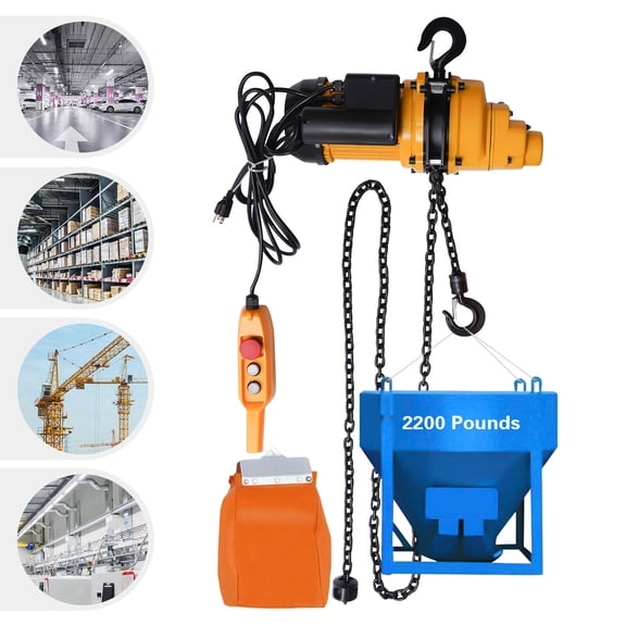 Electric Chain Hoist, 2200lbs with 3m Wired Remote Control, 110V Overhead Crane Garage, 1500W Lifting Power System w/Emergency Stop Switch, 13 Feet Max. Pulling Height