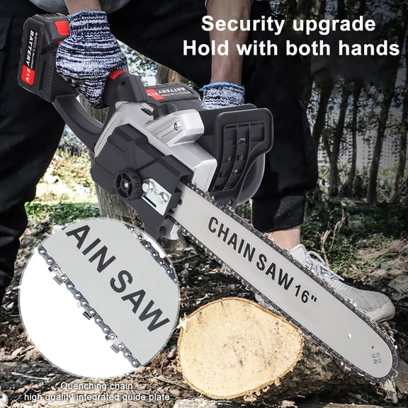Baellsa Electric Chainsaw 16'' Cordless Chainsaw with 2 Batteries and Dual Port Rapid Charger Included for Farm, Garden, Ranch, Cutting Wood/Firewood