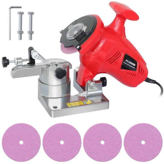 Electric Chainsaw Sharpener 250W, Chain Saw Grinder Tool with 3 Grinding Wheels, 8400 RPM Adjustable Angle for 1/4" to 3/8" Pitch Chains
