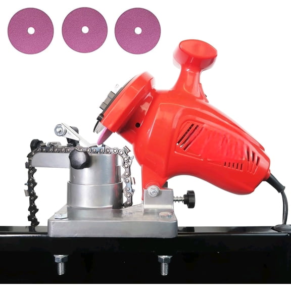 Electric Chainsaw Sharpener, 250W High-Speed Chain Grinder with Adjustable Angle, Heavy-Duty, Mountable, Red Sharpener for Chains from 1/4'' to 3/8'' Pitch$$Tools