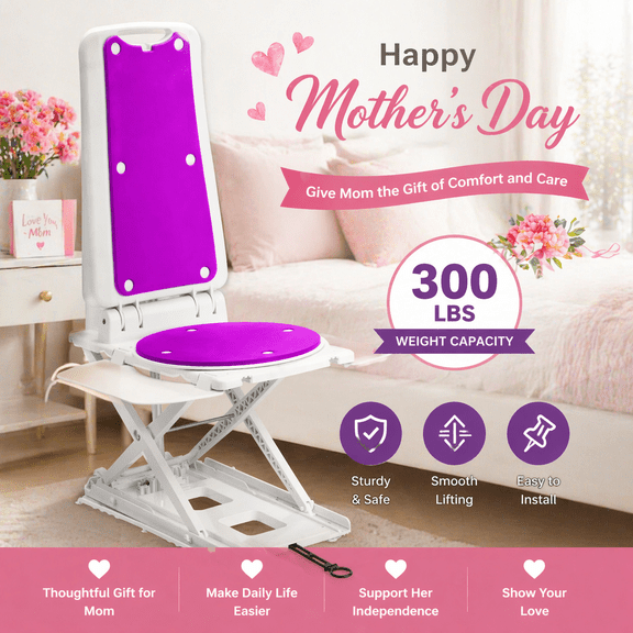Electric Chair Lift for Elderly – Floor Lift & IP68 Waterproof Bath Lift for Tub, Foldable, 275 lbs Capacity, Remote Control for Fall Recovery & Home Care
