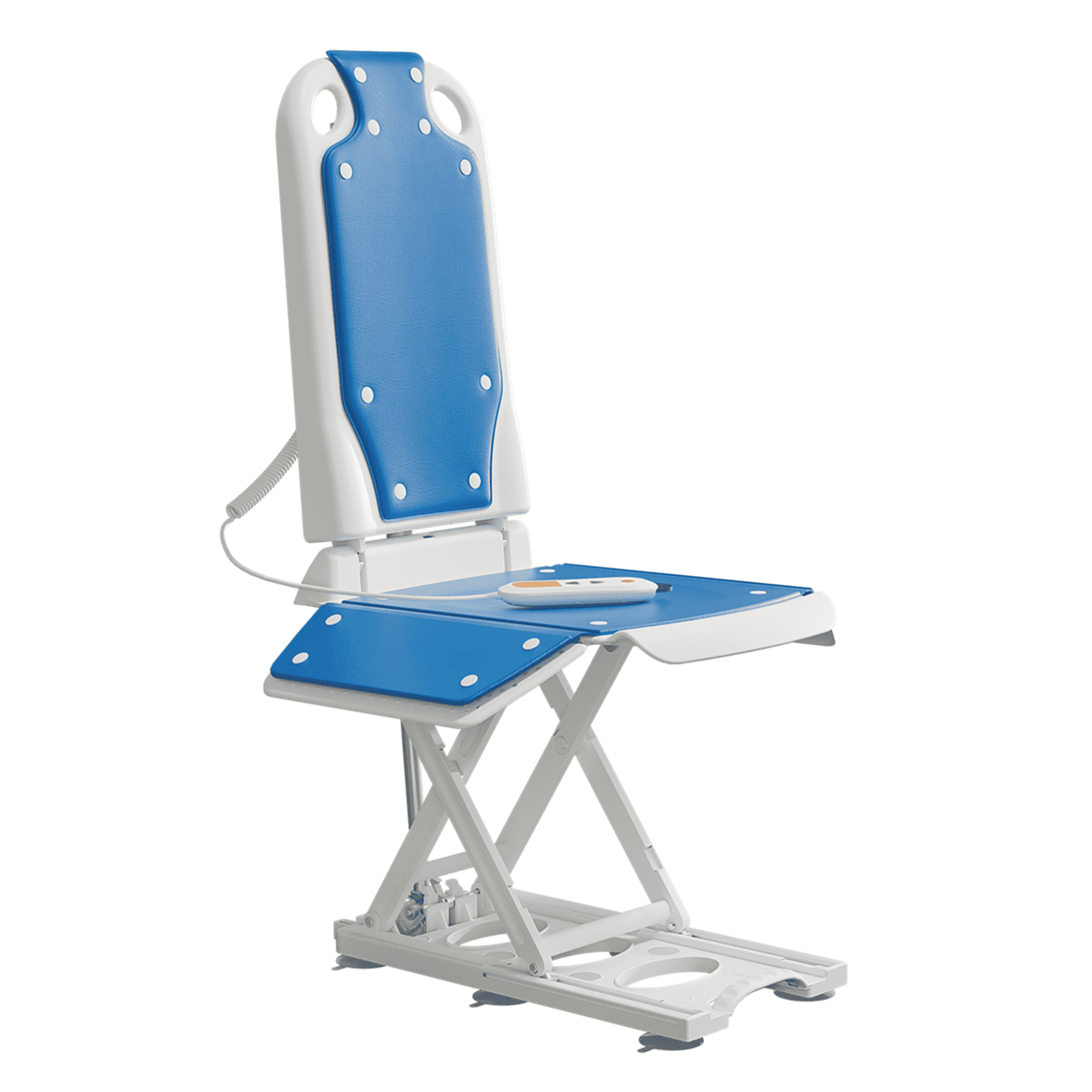 Blue and White Foldable Electric Chair Lift with Steel Frame