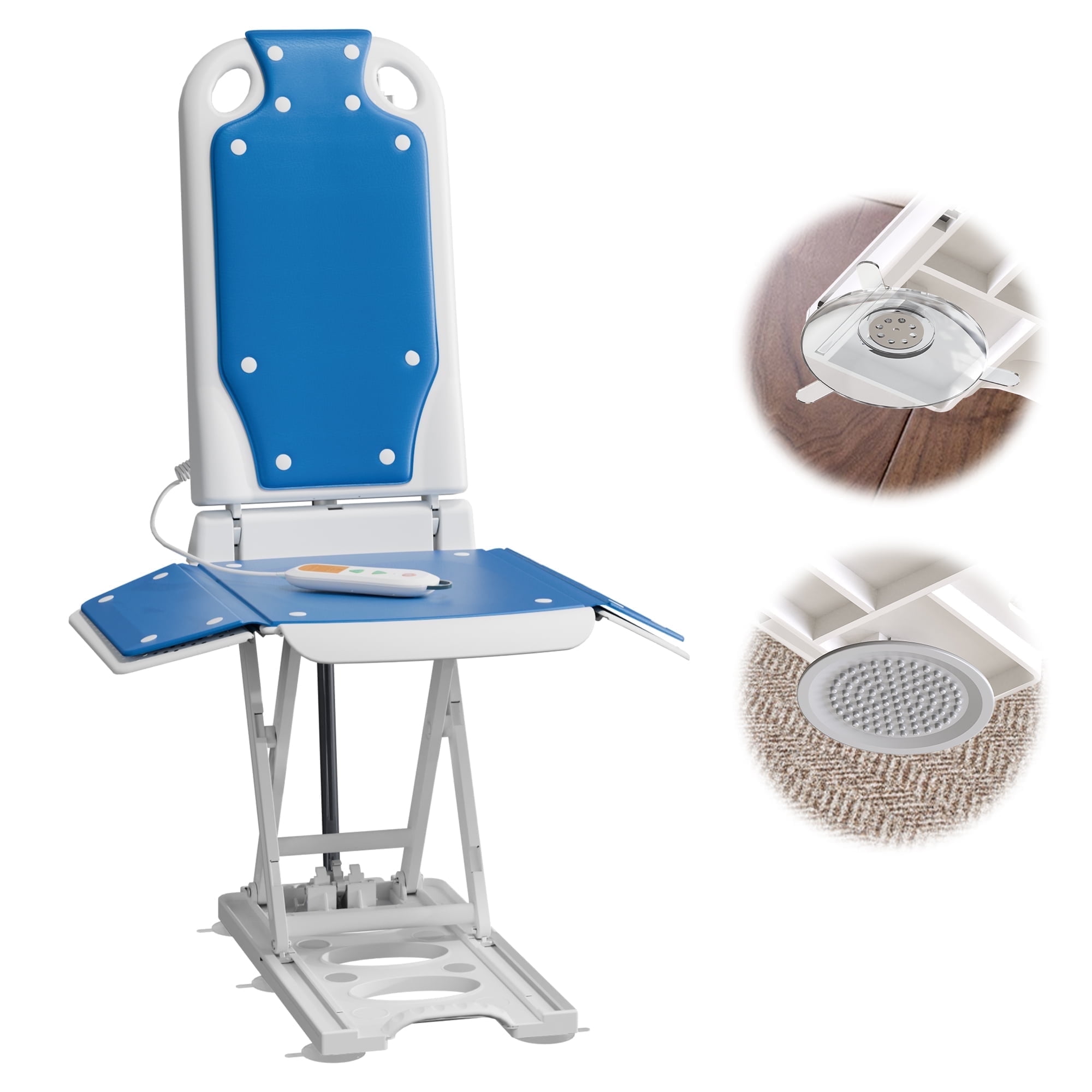 Blue and White Foldable Electric Chair Lift with Arm Rest