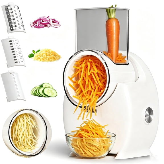 Electric Cheese Grater,Upgrade Electric Vegetable Slicer Shredder with 3 Changeable Blades,Salad Shooter Electric Slicer/Shredder,Electric Cheese Grater for Block Cheese Fruit Veggies Nuts